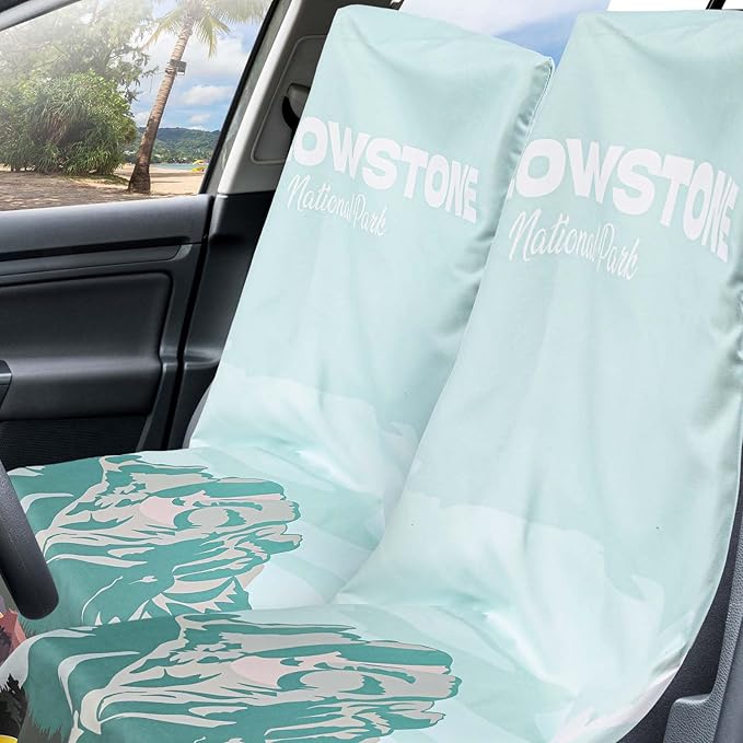 Hahafelt 2 Pack Car Seat Towel Covers with Storage Bag, 63 x 32 Inch Universal Non Slip Waterproof Sweat Protector for Car Truck, Gym Swimming Running, Machine Washable (Yellowstone)
