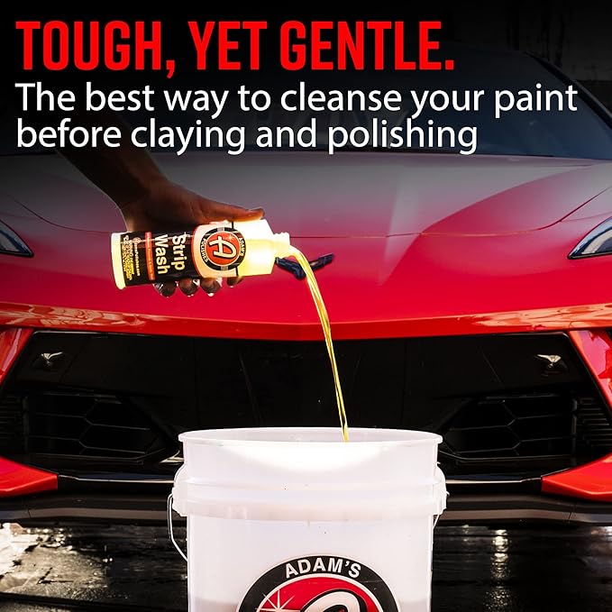 Adam's Polishes Strip Car Wash Soap (16 oz) - Sealant & Wax Remover Shampoo Salt Remover, Presoak, & Acidic Wash | Thick Suds For Use Cleaning Kit, Foam Cannon, Foam Gun, Sponge, Mitt, Chamois