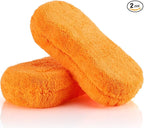 Tanlade 2 Pcs 2 Pack Large Microfiber Car Wash Sponge for Cleaning, Non Scratch Microfiber Sponges for Car Washing Supplies, Trucks and Motorcycles (Orange)