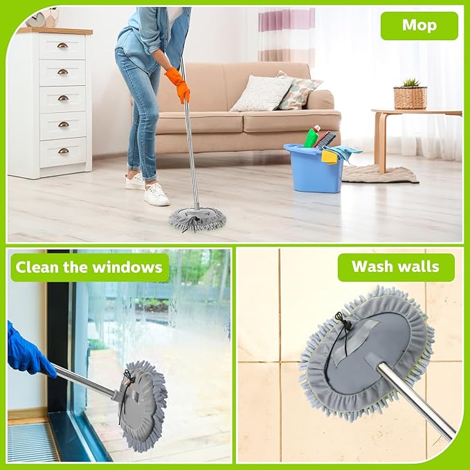 Tallew 5 Pcs Car Wash Mitt Kit, Car Clean Brush Not Included, Microfiber Mitt Clean Detail Cleaning Tools Truck Washing Chenille Scratch Free Replacement Kit for Auto RV Pickup Bus(Gray)