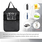 2PCS Car Backseat Organizer, Multi-Pocket Back Seat Protector with 10.2" Tablet Holder, Waterproof Oxford Fabric Storage Bag Auto Kick Mat for Kids Toddlers (C with Large Pocket)