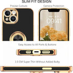 VENINGO iPhone 14 Case,Phone Case for iPhone 14,Slim Fit Soft 360° Ring Holder Kickstand Magnetic Car Mount Supported Easy Clean Shockproof Protective Cover for iPhone 14 6.1" 2022, Black/Golden