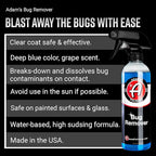 Adam's Polishes Car Bug Remover Combo - Powerful Bug Remover For Car Detailing | All Purpose Spray Removes Bug & Tar From Plastic, Rubber, Metal, Chrome, Glass, RV, Boat, Motorcycle