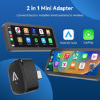 Type-C 2-in-1 Wireless CarPlay & Android Auto Adapter, Metal USB-C Mini Plug & Play Car Play Dongle, Converts Factory Wired Connection to Wireless for Car 2016+, OTA, No Lag for iPhone & Android Phone