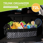 MIU COLOR Trunk Organizer for SUV, Car Organizer, Collapsible Trunk Organizer for Car, Non-Slip Storage Organizer for Sedans, Van, Jeep, Grocery, Large 4 Compartments, Black Grid 32"×13"×12"