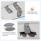 Sotfamily Sunglass Holder for Car Visor, Suede Cloth Magnetic Sunglass Organizer for Car Accessories, 2 Packs, Gray