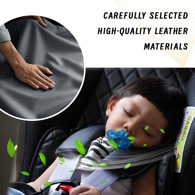 Car Center Console Cover, Leather Comfort Armrest Cover with 2 Storage Bag, Interior Car Accessories Universal Car Arm Rest Cover Pad for Car Decoration and Storage, Fit for Most Vehicle (Black)
