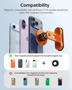 Magnetic Golf Cart Phone Holder Compatible with iPhone 12-17, Golf Accessories for Men, Photography-Friendly T-Shape Design Strong Magnetic Phone Caddy with 360° Adjustable Ball Head, Golf Gifts