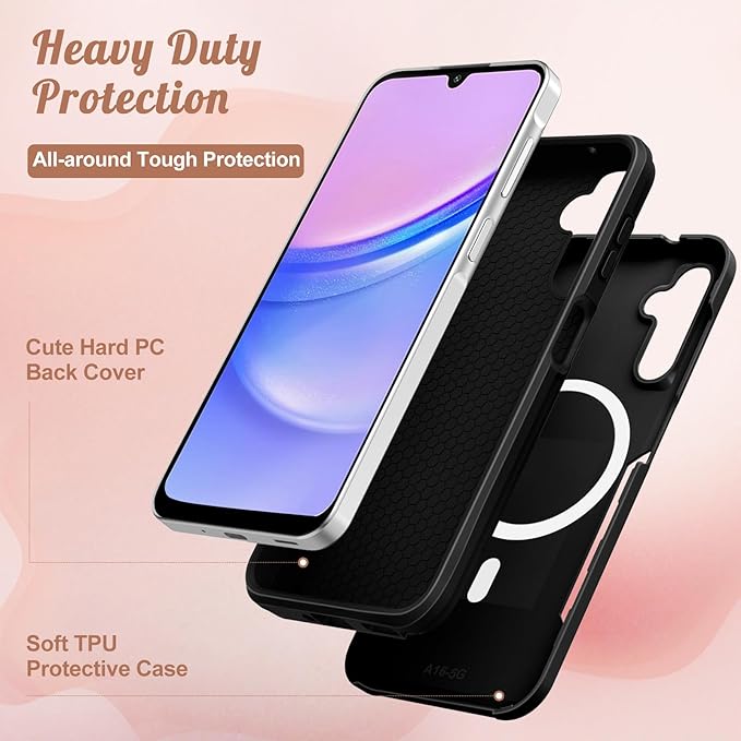for Samsung Galaxy A16 5G Phone Case - Compatible with MagSafe Women Girls Cute Magnetic Protective Cover Girly Kawaii Aesthetic Sun Moon Heavy Duty Shockproof Design for Samsung A16 5G Case