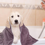 KinHwa Dog Towels Super Absorbent Microfiber for Small, Medium Dog Drying Towel for Drying Dogs Soft Pet Bath Towels and Cats with Embroidered Paw Pure+Grey 20inchx36inch