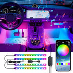 Car Led Strip Lights, RGB Truck Interior Lights with App Control, Under Dash Footwell Automotive Led Light Strip, Car Ambient Lighting for SUV(1set)