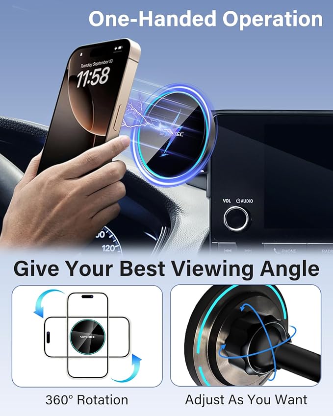 Phone Holder for Honda Accord 2018 2019 2020 2021 2022 Accessories 8-Inch Screen Fixed Clip, Car Magnetic Phone Mount Compatible with MagSafe, Strong Magnets Fast Wireless Charger Cell Phone Base