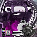 AKEPO 3-in-1 Starlight Headliner Kits: Meteor Effect+6W RGBW Fiber Optic Stars Lights+ 4 Car Under Dash LED Light, Music Sync App Control Optical Fibers 295pcs Mixed Diameterin 9.8ft