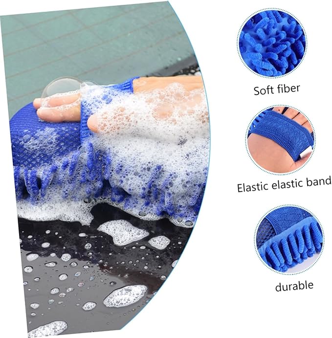 Amosfun 2Pcs Auto Cleaning Gloves Lightweight Car Wash Mitts Durable and Practical Car Cleaning Tool for Vehicle Detailing Convenient Storage and Use
