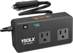 YSOLX 300W Power Inverters for Vehicles, DC 12v to AC 110v Car Inverter Converter, 24W USB Fast Charging Port, Dual AC Car Plug Adapter Outlet for Laptops Camping (LED Display)