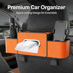 Multifunctional 3‑in‑1 Car Seat Back Storage Box Organizer with Cup Holders, Tissue Box Slot & Headrest Hooks – Backseat Car Organizer for Phones, Snacks, Drinks, Bags, Travel Storage (White)