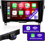 Android Car Radio Compatible with Android Auto Wireless Carplay for Nissan Rogue X-Trail Qashqai 2014-2018 8core 1280X720 Touchscreen Stereo Bluetooth GPS Navigation Head Unit (4GRAM64GROM)