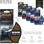 AREON Sport Lux Silver - Hanging Cardboard Air Freshener for Car, Home & Office - Premium Cologne Perfume with Natural Fragrances - Long Lasting, Fresh, Luxurious Scent - Stylish Design - Pack of 24