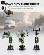 Heavy Duty Truck Phone Mount, Aluminum 360° Rotating Anti-shake Suction Cup Phone Mount, 14.5" Long Arm Metal Windshield Phone Holder for Car Truck Semi, Fits Thick Cases F-150 Silverado RAM Kenworth