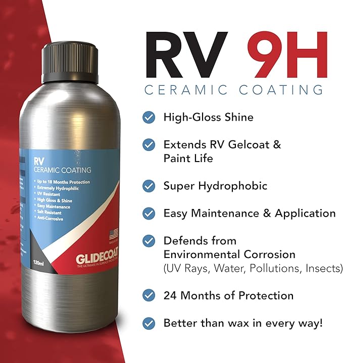 Glidecoat RV Ceramic Coating - 120ml - Wax Alternative for Campers, Travel Trailers & 5th Wheels - Up to 2 Years UV Protection, Super Hydrophobic Surface Repels Contaminants, Better-than-new Shine