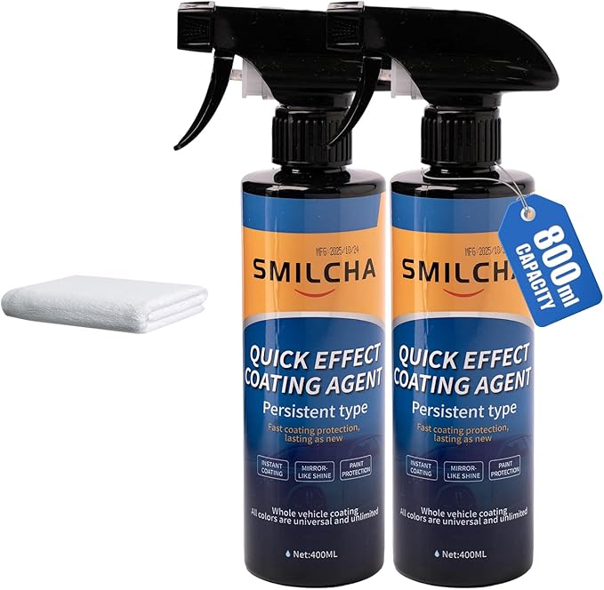 Car Coating Spray, Odorless & Non-Corrosive, Quick Effect Coating Agent for Car with Super Hydrophobic, Mirror-Like Shine & All-Round Protection, Premium Car Wax Spray (27.06 Fl Oz (2PCS))