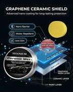 Titanium Ceramic Wax Cream Mirror Shine Car Scratch Repair Coating Paste, Polishing Paint Remover for Auto Vehicles, Graphene Nano Hybrid Care Kit for Tire Wheel Cleaning(4PCS)