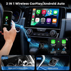 2-in-1 Wireless CarPlay Adapter for iPhone & Android Auto – Convert Wired CarPlay to Wireless, Plug & Play, Stable Connection for Daily Driving, USB & USB-C Support (Check Compatibility)