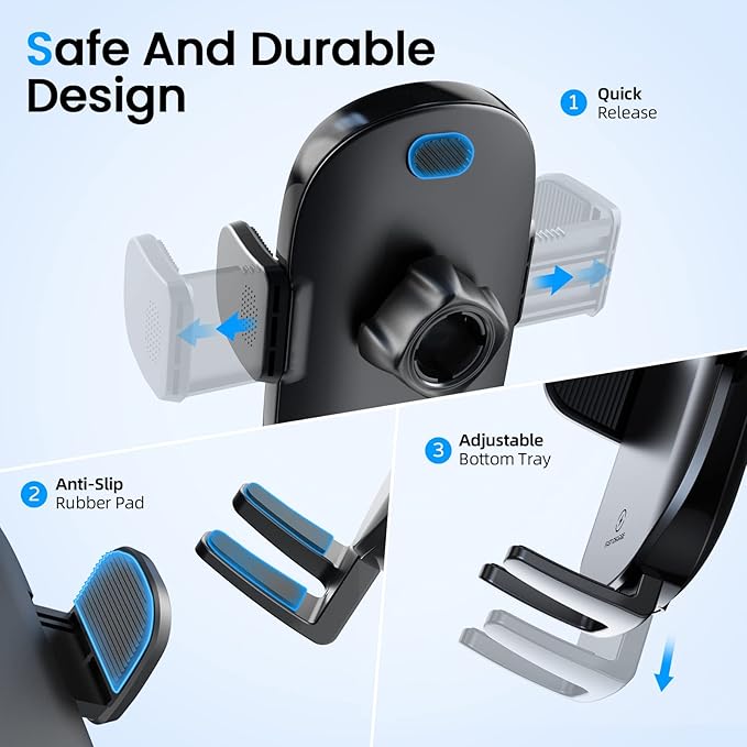 APPS2Car 15W Qi Wireless Car Charger Cup Phone Holder, Fits 3"–4" Round Cup Holders, Adjustable Long Arm & 360° Rotation, Compatible with iPhone 17 16 15 14 13 Pro Max