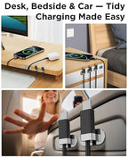 Magtame USB C to USB C Cable 5FT, StayCable with Built-in Magnetic Organizer for Nightstand, Desk and Car, 60W Fast Charging Cord with 2 Adhesive Metal Plates, Braid Type-C Cable for iPhone 17 16