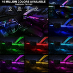 Dreamcolor Acrylic Interior Car LED Strip Light with Wireless APP, RGB 6 in 1 with 175 inches 593 LEDs Fiber Optic Strip Lights for Car, Dynamic Chasing Music Sync Neon Car Ambient Lighting Kits