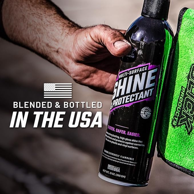 Slick Products Shine & Protectant Spray 17.35 FL OZ. - High Gloss Clear Coating Renew Vinyl, Plastic, Rubber, Trim, Tire, Car, Truck, Motorcycle, Dirt Bike (4-Pack)