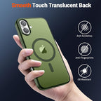 SUPFINE Magnetic for iPhone 16 Case (Compatible with MagSafe) (Military Grade Drop Protection) Slim Translucent Matte Shockproof with Anti-Fingerprint Phone Case,Cangling Green