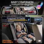L09 12" 4K Mirror Dash Cam and Backup Camera with Front and Rear Dual Cameras, Built-in GPS, Wi-Fi, Loop Recording, G-Sensor, WDR, and HDR Night Vision, Includes 128GB Memory Card