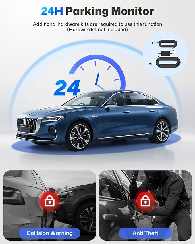 Dash Cam Front and Rear 4K/1080P, Dash Camera for Cars Build in WiFi, Full HD Dash Cam with APP Control, 3.94'' IPS Screen Dash Camera with 32GB SD Card, G-Sensor, Loop Recording (Dark Grey)