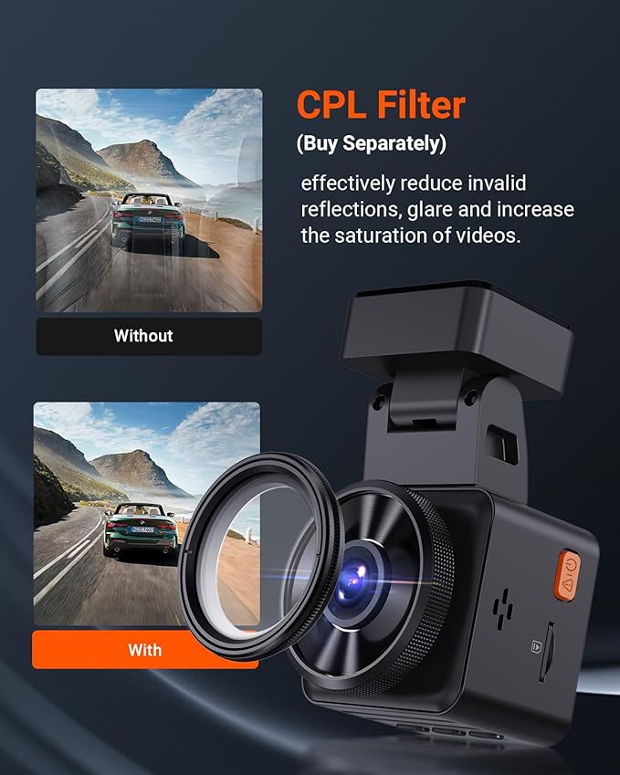 Vantrue E1 Lite 1080P Dash Cam, Mini Car Camera with Night Vision, 60fps Dash Cam with GPS and Speed, Wi-Fi APP Control, Loop Recording, Voice Control, 24H Parking Mode, Support 512GB