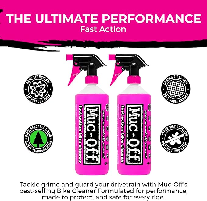 Muc-Off Nano Tech Bike Cleaner 1L | Biodegradable Formula, Safe on Carbon Fibre and All Surfaces | Breaks Down Dirt on a Molecular Level
