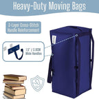 VENO 12 Pack Moving Bags w/Backpack Straps, Heavy Duty, Moving Boxes Alternative, Packing Supplies, Large Storage Totes for Dorm Room Essentials with Zipper for Clothes (Blue, 12 Pack)