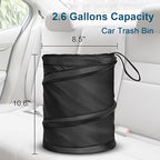 Car Trash Bin, Medium-Sized Pop-up Car Trash Can, Collapsible Garbage Can with Elastic Band Hanging, Double-Layer Washable Vehicle Trash Can, Velcro Waste Basket Bin