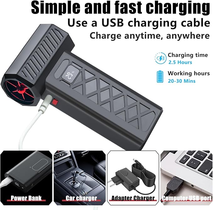 Compressed Air Duster and Car Vacuum Two-in-one，Household mini air blower gun，compressed air duster，Portable Handheld Car Vacuum Cleaner，Ideal for cleaning computers keyboards, outdoor cooling
