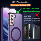 OWKEY for Samsung Galaxy S21 Case with Stand, Magnetic Shockproof Case Fit for Magsafe Translucent Matte Cover for Samsung S21, Purple