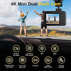 Dash Cam Front and Rear: 4K+2.5K Dual Channel Dash Cam-5GHz WiFi, GPS Dash Camera for Cars with 64GB Card, 2.0" IPS Screen, App Control,G-Sensor,Loop Recording,170°Wide Angle,Night Vision,Parking Mode