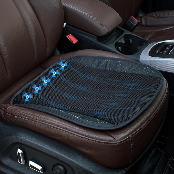 JSCARLIFE Universal Ventilated Car Seat Cushion with USB Interface Quick Cooling Three-Speed Adjustable Seat Cushion Suitable for All Car Seats, Home and Office Chairs (Style-A)