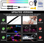 Dreamcolor Acrylic Interior Car LED Strip Light with USB/Type C/4-Port Cigarette Lighter, RGB 2 in 1 with 86.6 inches LEDs Ambient Lighting Kits, Sound Active Function Neon Led Strips for Car