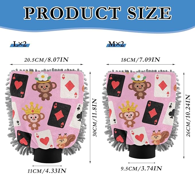 Cartoon Cute Brown Poker Monkey Car Wash Mit Scratch-Free Wash Mitt For Cars Car Washer Sponge