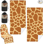 Hahafelt 2 Pack Car Seat Towel Covers with Storage Bag, 63 x 32 Inch Universal Non Slip Waterproof Sweat Protector for Car Truck, Gym Swimming Running, Machine Washable (Giraffe Pattern)