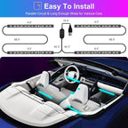 Hovano Car Interior LED Lights, APP Control with USB Port, RGB Color Change with Music Sync & DIY Mode, 48 LEDs Lights for Under Dash Running Board Truck