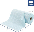 Ferdilan 80 Pack Microfiber Cleaning Cloth Roll,Lint Free Rags Paper Towels & Tear Away Reusable Towels,Washable Shop Rags,Wash Cloths Dish Rags(12" x 12") for Car Kitchen Window Garage-Light Blue