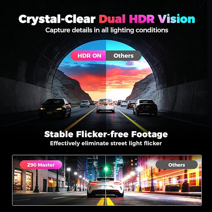 DDPAI Dual 4K Dashcam,Dashcams for Car with Free 128G eMMC + CPL,Dual STARVIS 2 IMX678 + IMX678 Sensors Front and Rear Car Camera,AI ISP Night Vision 2.0,4G,ADAS,WiFi,24H Parking Mode,Z90 Master Dual