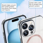 Guppy Compatible with iPhone 16 Pro Case Magnetic, with Full Camera Lens Protector [Compatible with MagSafe] Scratch Resistant Gradient Glass Back Cover Phone Case-Pink