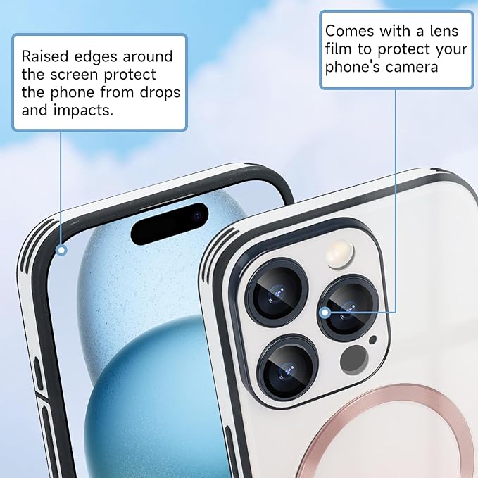 Guppy Compatible with iPhone 16 Pro Max Magnetic Case, Magnetic Gradient Case with Charging, Gradient Glass Back Cover with Lens Film-Pink